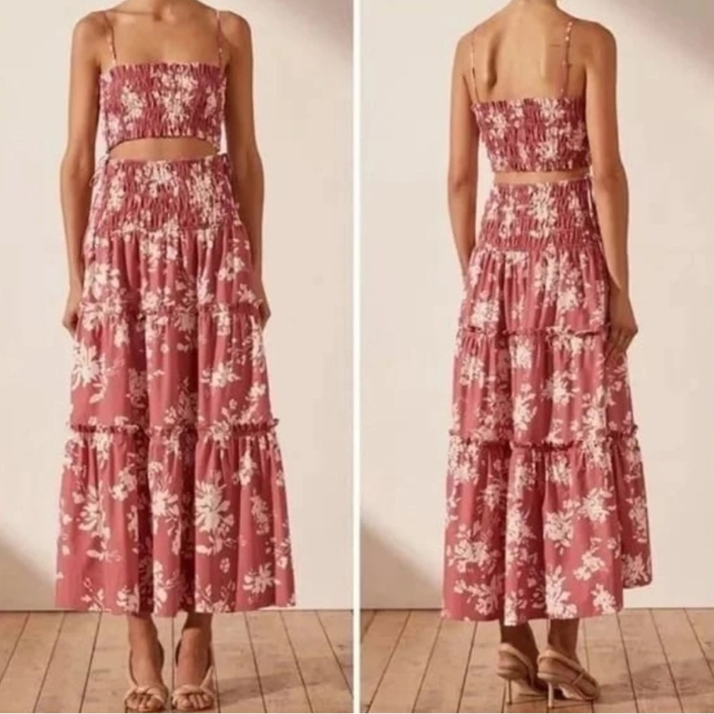 House of Harlow 1960 Floral Pink Two-Piece Skirt and Top